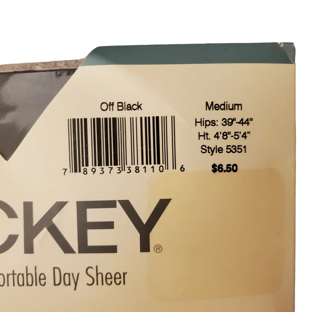 Vintage Jockey Off Black Control‎ Top Pantyhose Size Medium